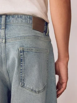 Blue Light Tint Barrel Fit Vintage Wash Denim Jeans