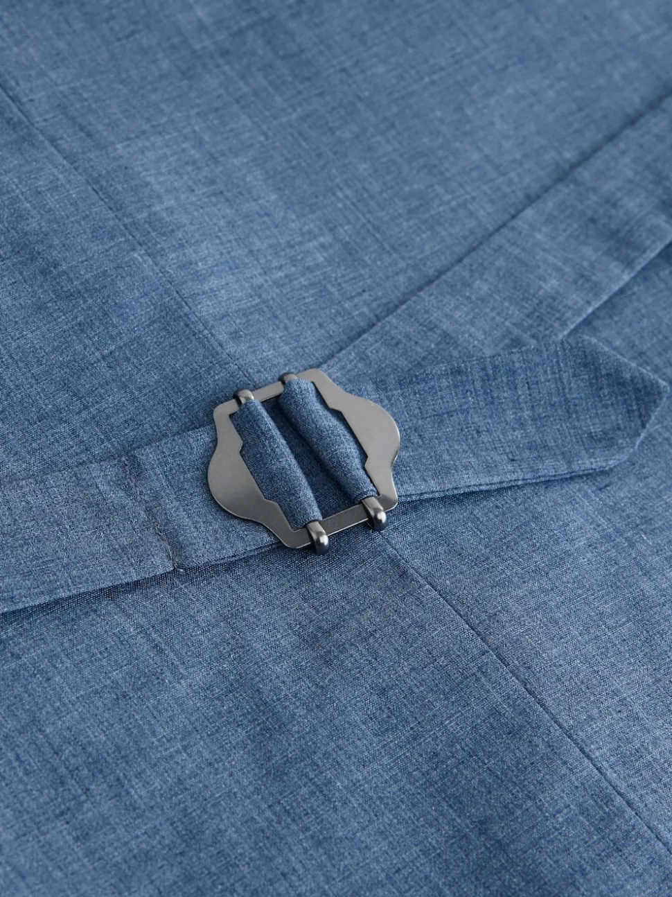 Blue Linen Blend Texture Suit Waistcoat