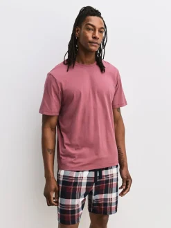 Blue/ Mauve Purple Cosy Short Sleeve Pyjamas Set 2 Pack