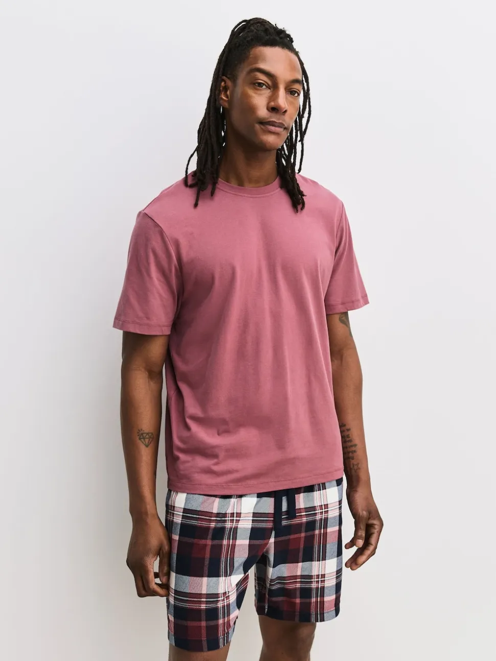 Blue/ Mauve Purple Cosy Short Sleeve Pyjamas Set 2 Pack