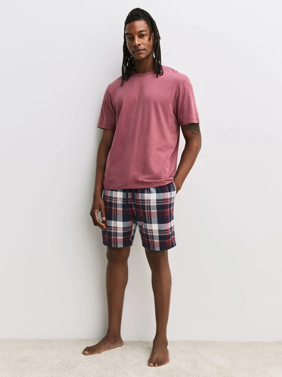 Blue/ Mauve Purple Cosy Short Sleeve Pyjamas Set 2 Pack