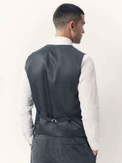 Blue Merino Wool Blend Suit Waistcoat