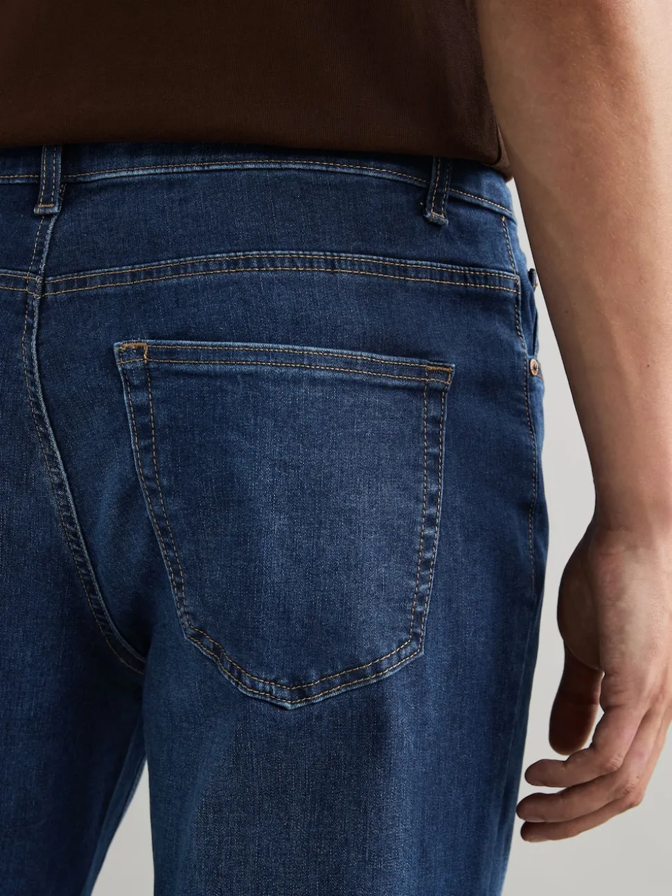 Blue Mid Regular Tapered Fit Classic Stretch Jeans