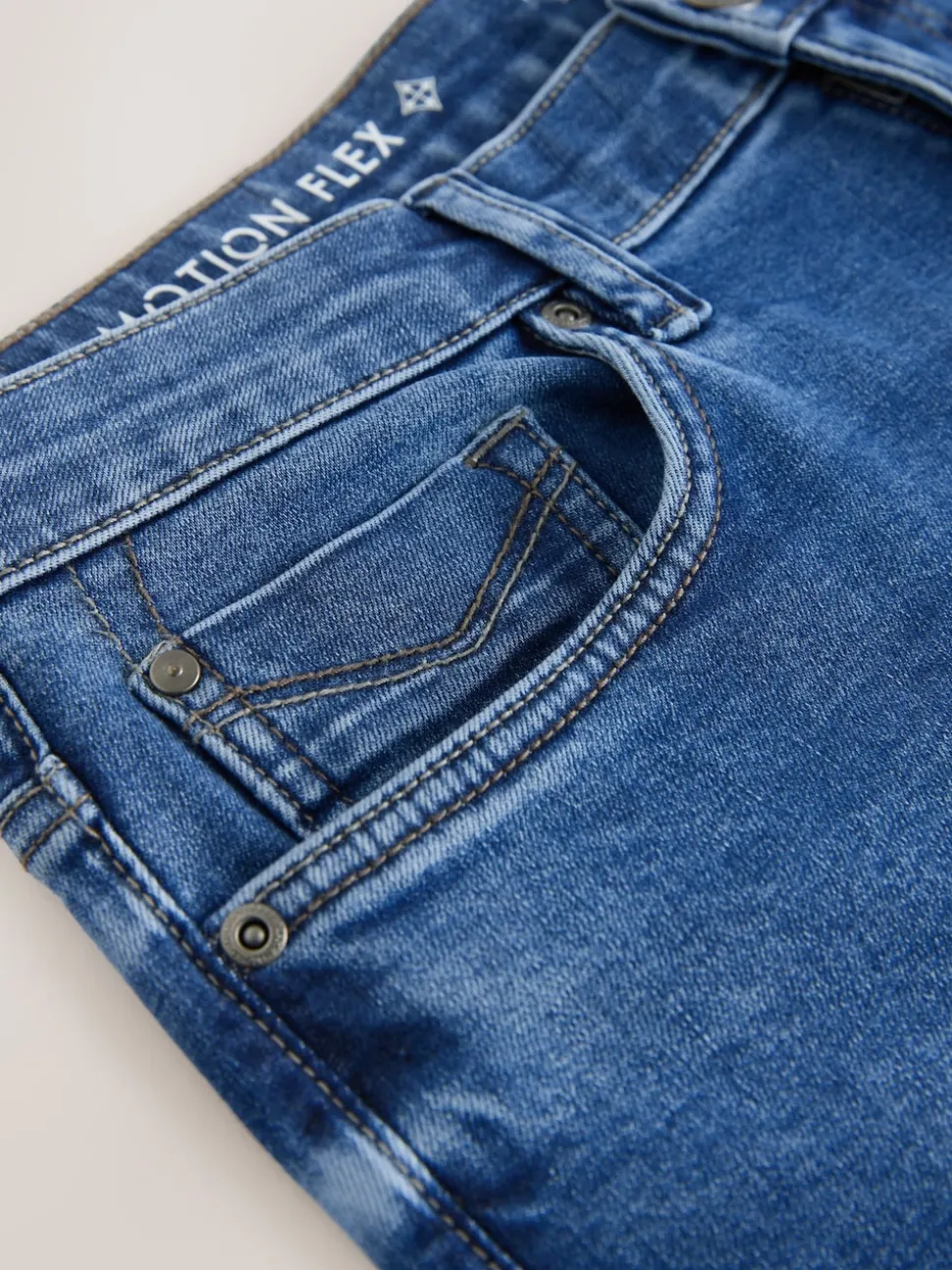 Blue Mid Straight Fit Motionflex Jeans