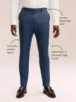 Blue Muscle Fit Motionflex Stretch Suit Trousers