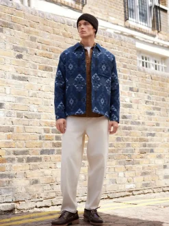 Blue Navajo Style Borg Lined Shacket