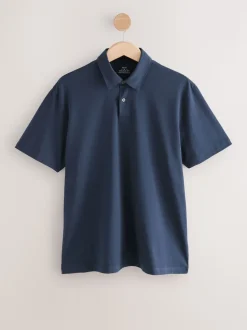 Blue Navy Geo Regular Fit Short Sleeve Jersey Polo Shirts 3 Pack