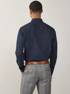Blue Navy Regular Fit Easy Care Single Cuff Smart Shirt