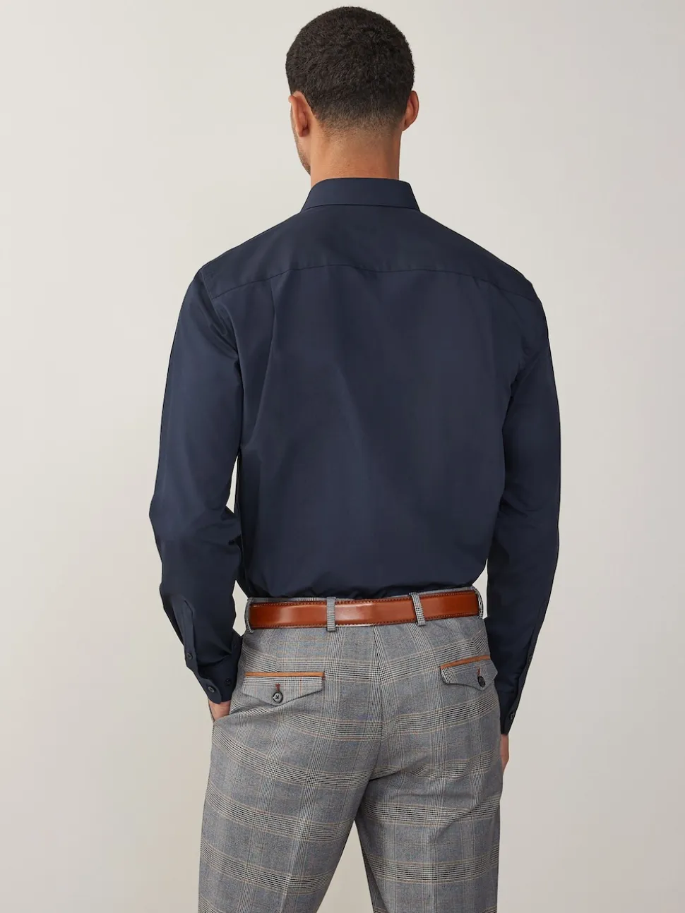 Blue Navy Regular Fit Easy Care Single Cuff Smart Shirt