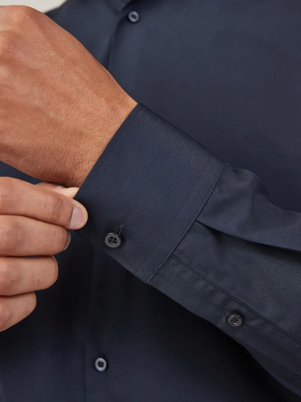 Blue Navy Regular Fit Easy Care Single Cuff Smart Shirt