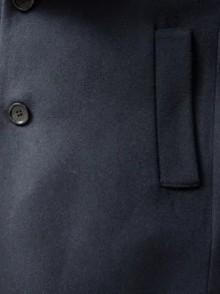 Blue Navy Regular Fit Epsom Overcoat with Wool
