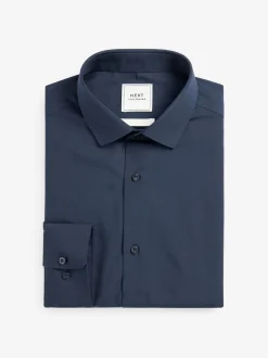 Blue Navy Slim Fit Easy Care Single Cuff Smart Shirt