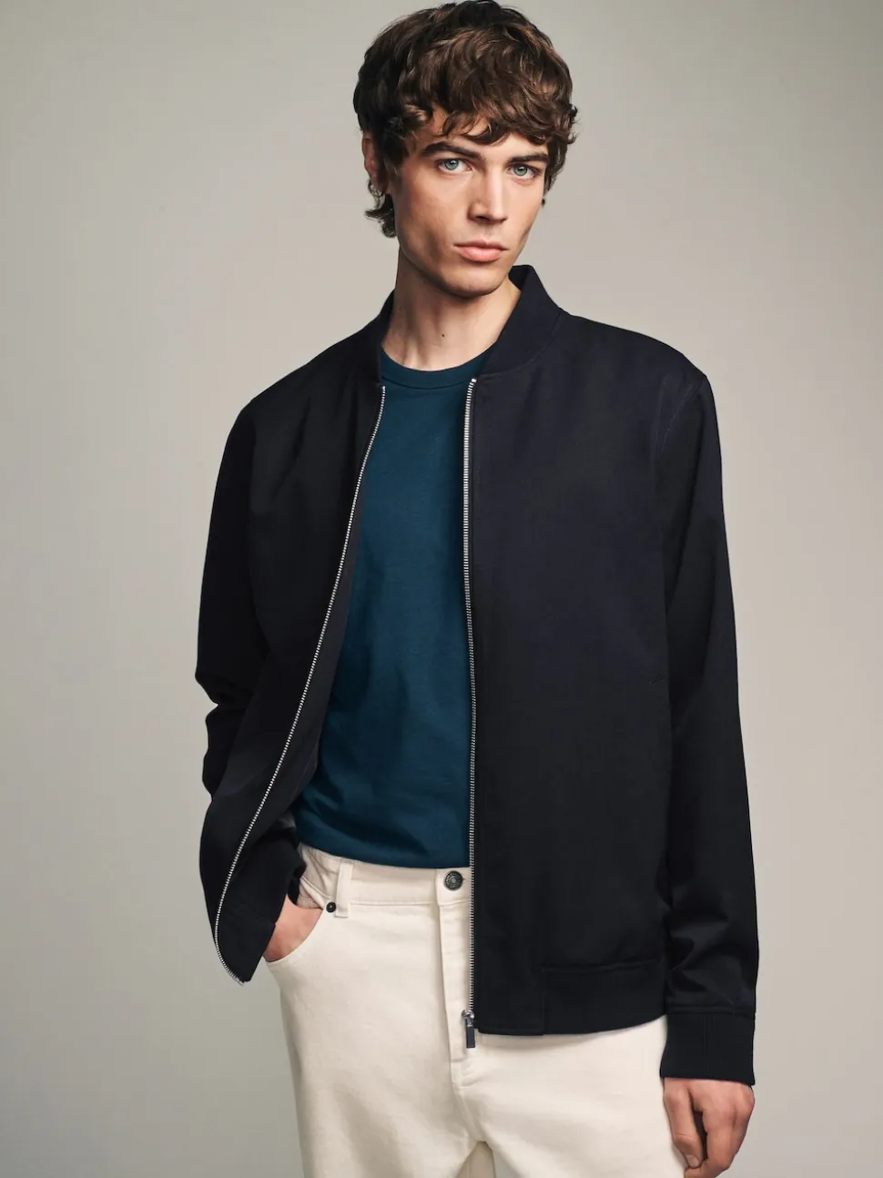 Blue Navy Smart Bomber Jacket
