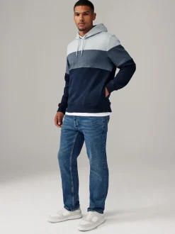 Blue Overhead Hoodie Colour Blocking Sweatshirt