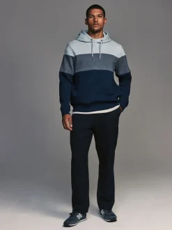 Blue Overhead Hoodie Colour Blocking Sweatshirt