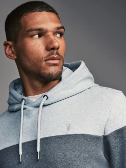Blue Overhead Hoodie Colour Blocking Sweatshirt