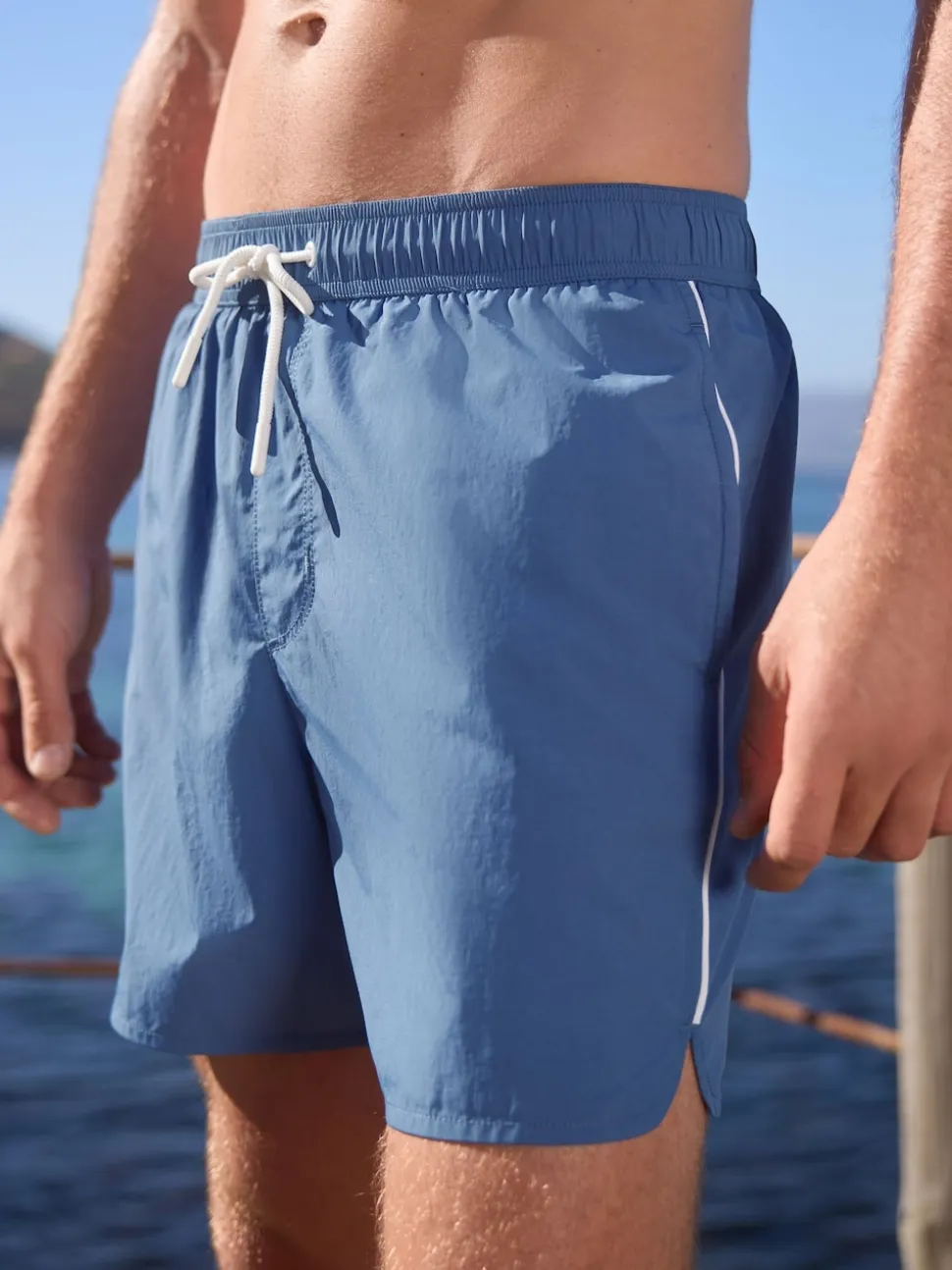 Blue Piped Swim Shorts