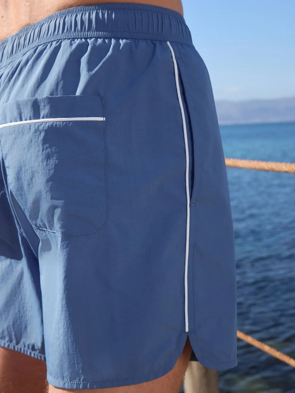 Blue Piped Swim Shorts