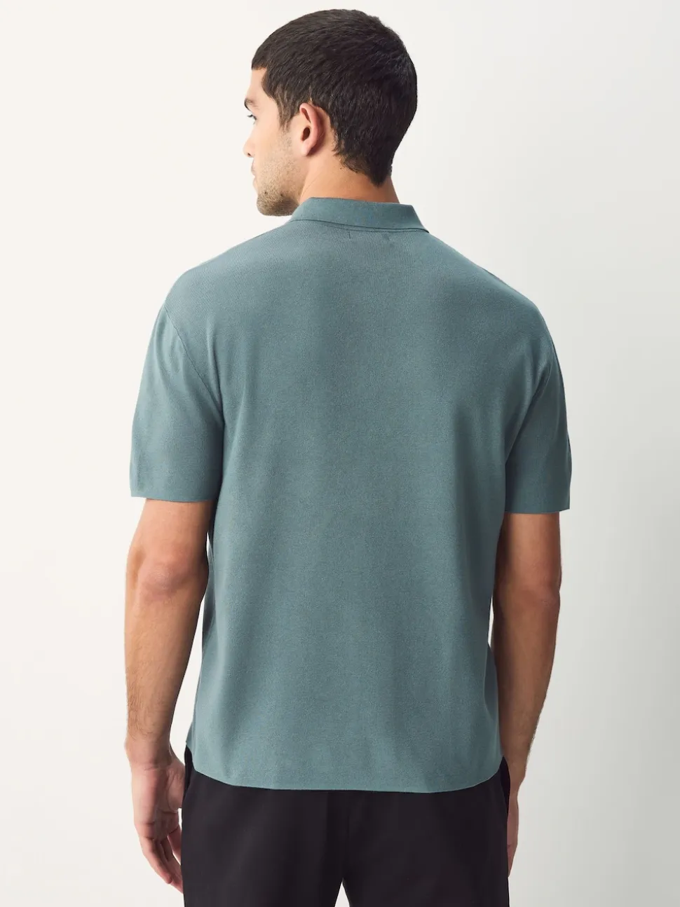 Blue Quarter Zip N.Premium Relaxed Fit Mid Weight Short Sleeve Knit Polo Shirt