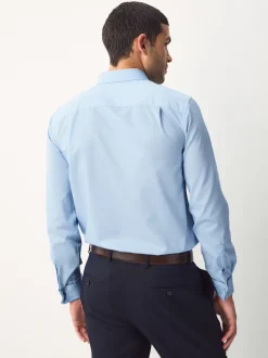 Blue Regular Fit Double Cuff Easy Care Textured Smart Shirt