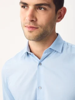 Blue Regular Fit Double Cuff Easy Care Textured Smart Shirt