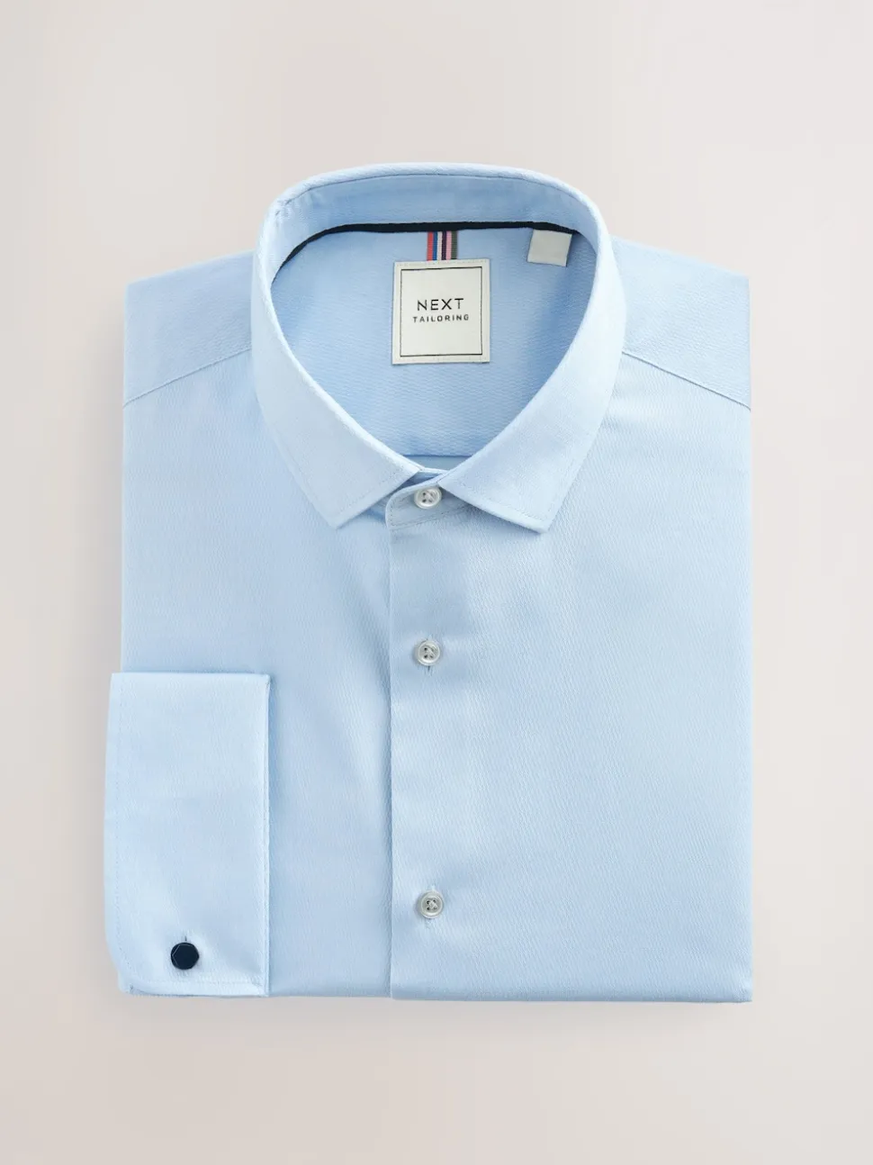 Blue Regular Fit Double Cuff Easy Care Textured Smart Shirt