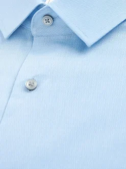 Blue Regular Fit Double Cuff Easy Care Textured Smart Shirt