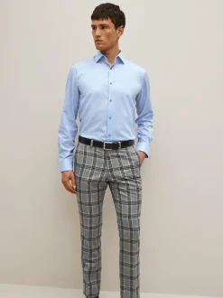 Blue Regular Fit Easy Care Textured Single Cuff Smart Shirt