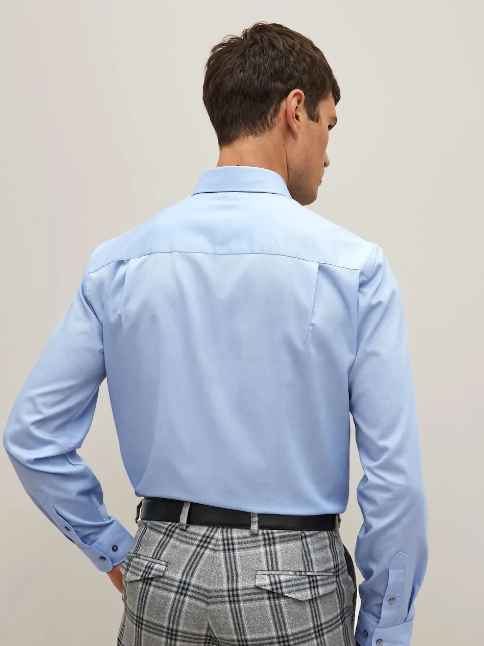 Blue Regular Fit Easy Care Textured Single Cuff Smart Shirt