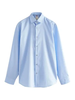 Blue Regular Fit Easy Care Textured Single Cuff Smart Shirt
