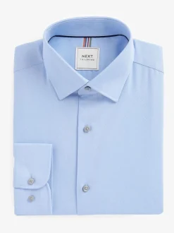 Blue Regular Fit Easy Care Textured Single Cuff Smart Shirt