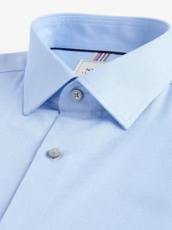 Blue Regular Fit Easy Care Textured Single Cuff Smart Shirt