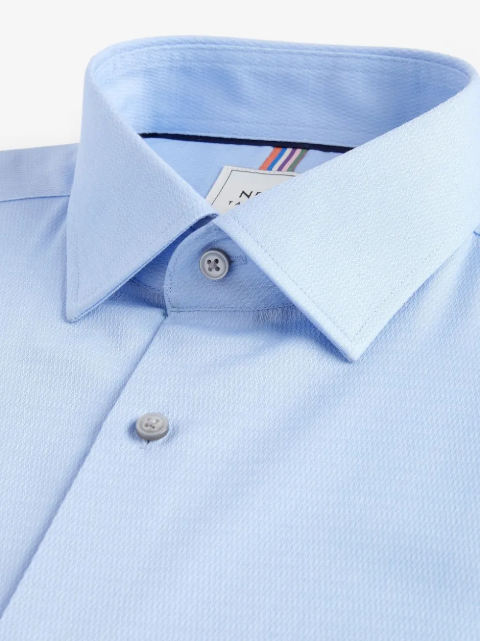 Blue Regular Fit Easy Care Textured Single Cuff Smart Shirt