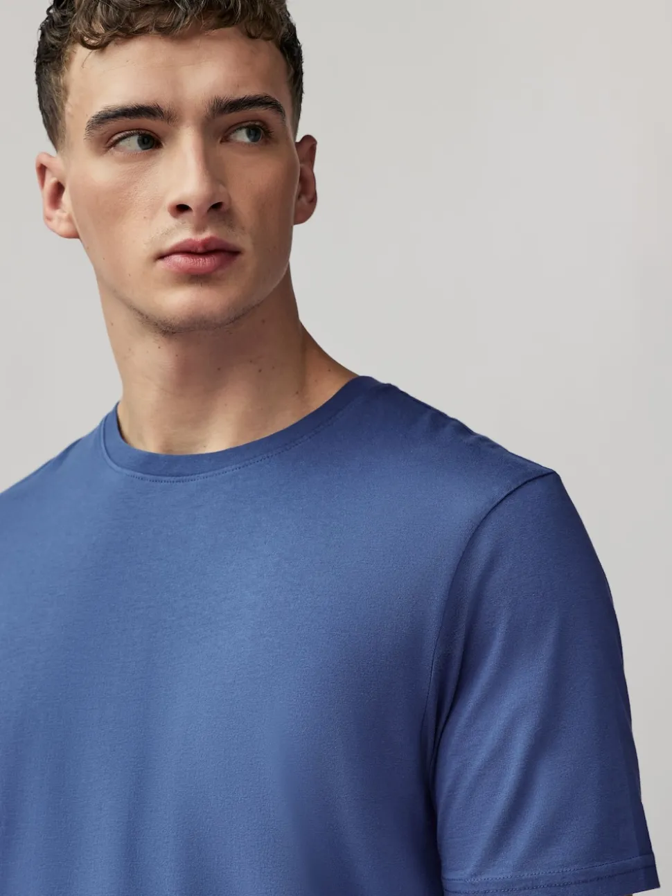 Blue Regular Fit Essential Crew Neck Cotton T-Shirt