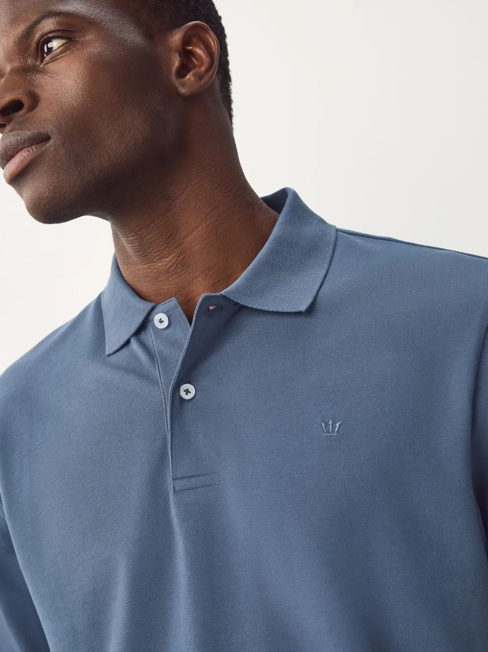 Blue Regular Fit Long Sleeve Pique Polo Shirt