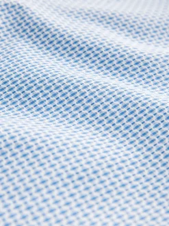 Blue Regular Fit Regular Fit Cotton Rich Trimmed Textured Short Sleeve Smart Shirt