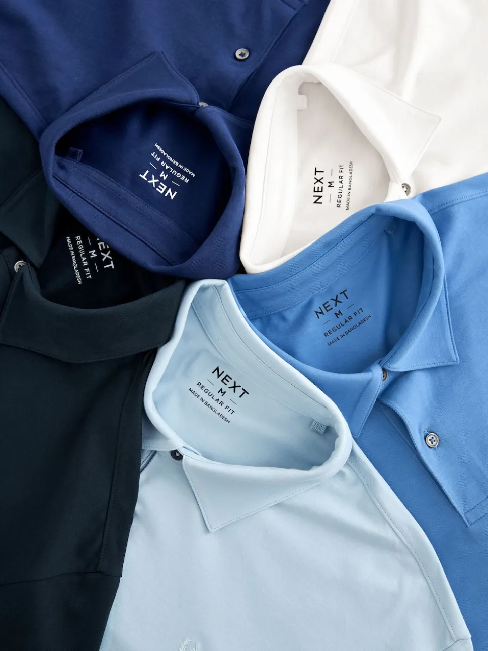 Blue Regular Fit Short Sleeve Jersey Polo Shirts 5 Pack