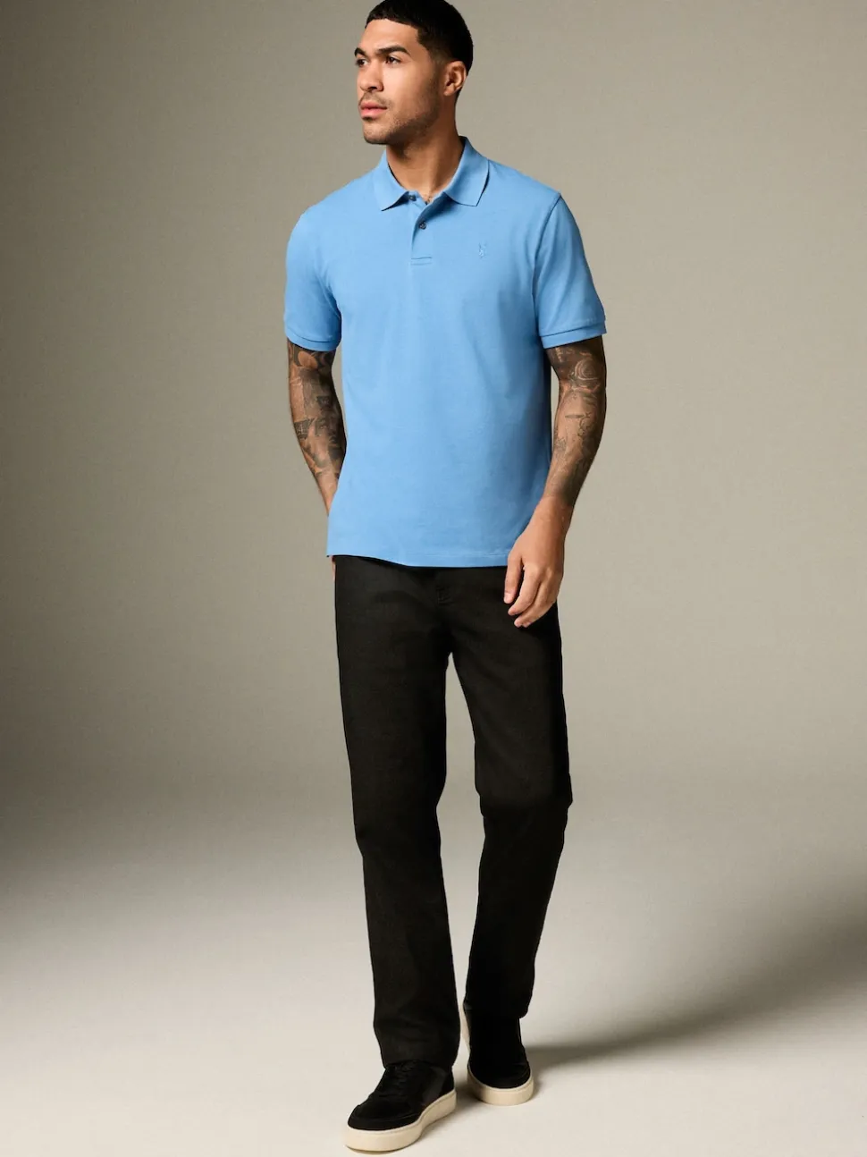 Blue Regular Fit Short Sleeve Pique Polo Shirt