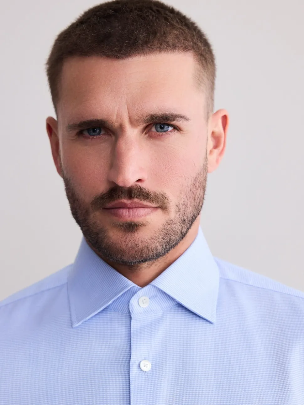 Blue Regular Fit Signature 100% Cotton with Textured Smart Shirt
