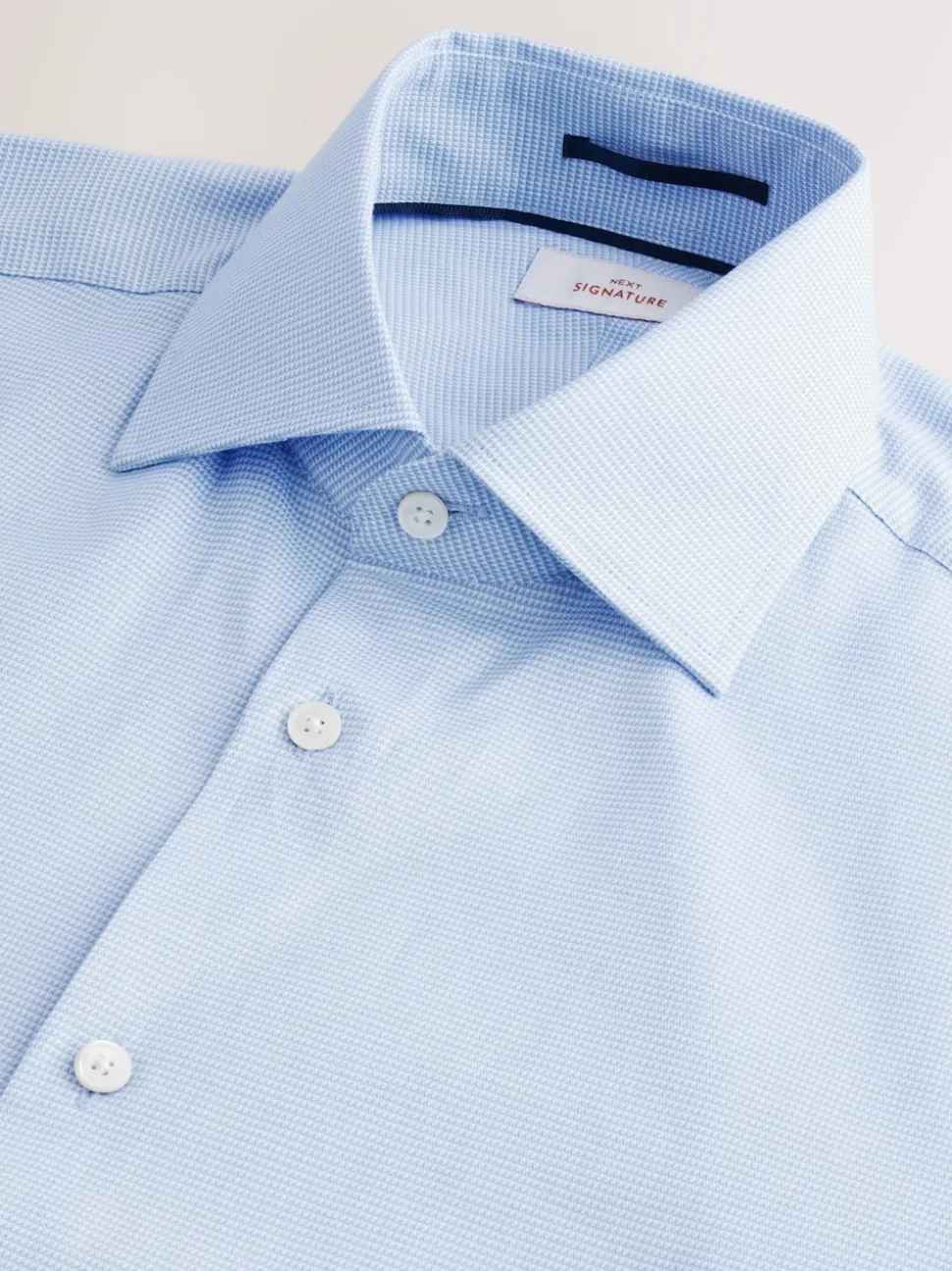 Blue Regular Fit Signature 100% Cotton with Textured Smart Shirt