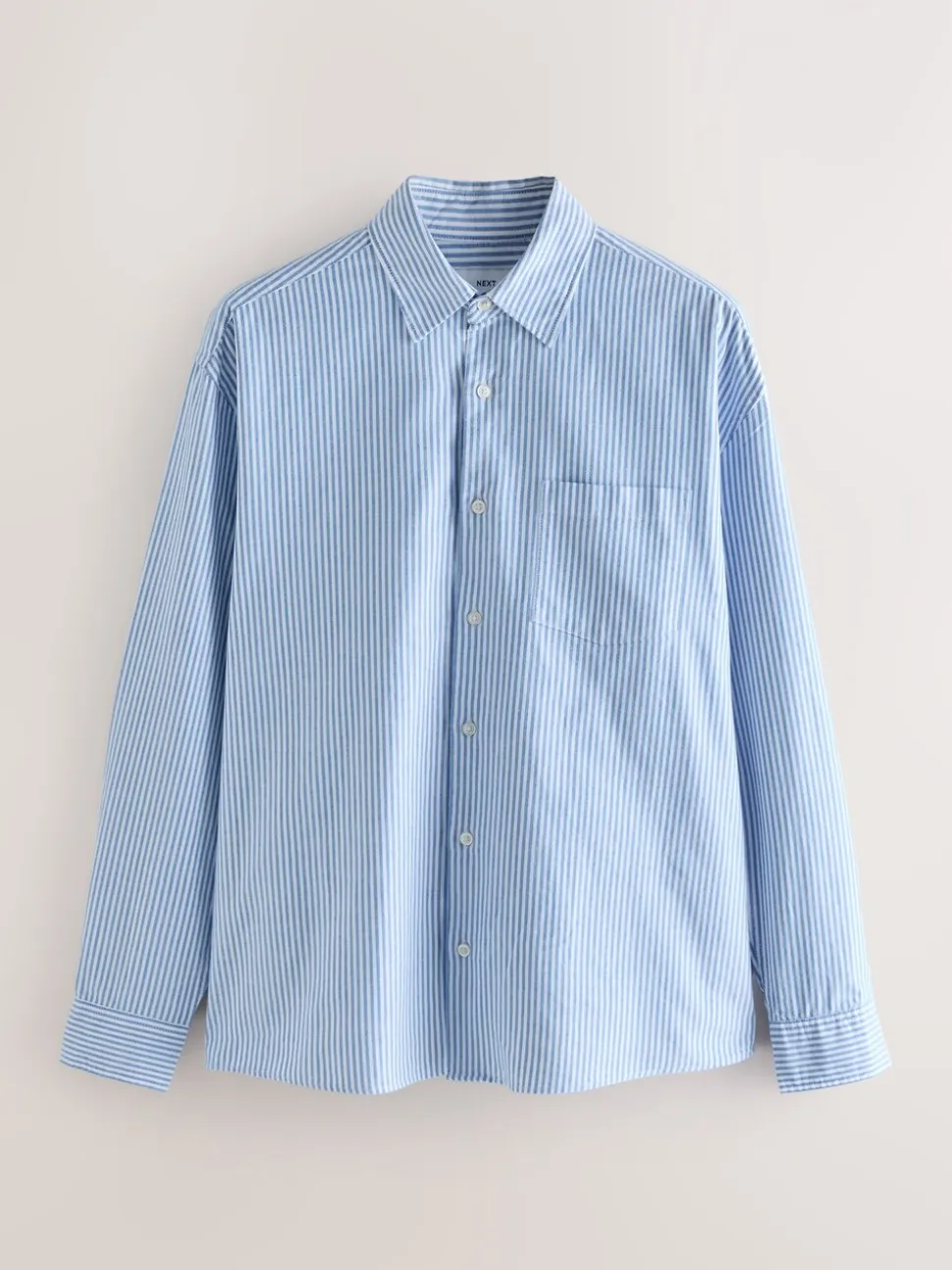 Blue Regular Fit Stripe Oxford Long Sleeve Shirt