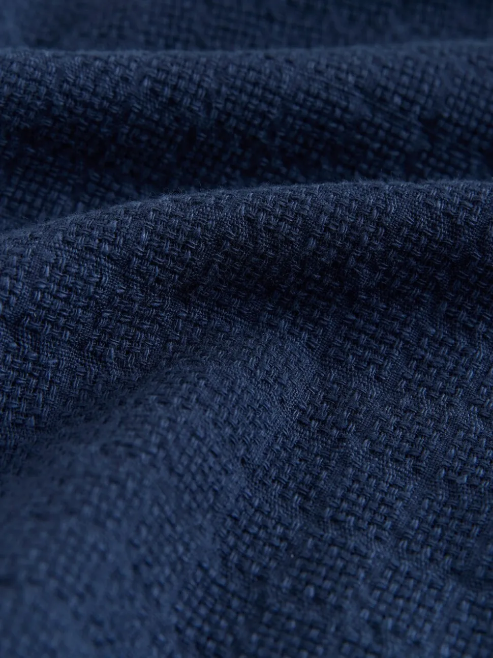 Blue Regular Fit Textured Waffle Long Sleeve Shirt