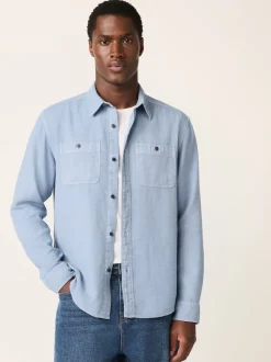 Blue Regular Fit Textured Twin Pocket Long Sleeve Shirt