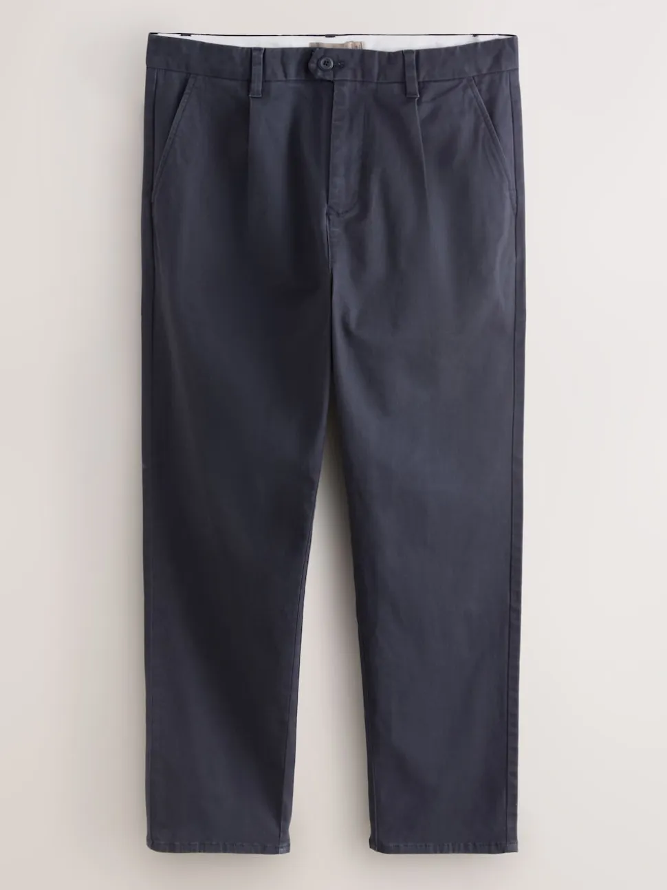 Blue Regular Tapered Fit Single Pleated Stretch Chinos Trousers
