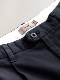 Blue Regular Tapered Fit Single Pleated Stretch Chinos Trousers