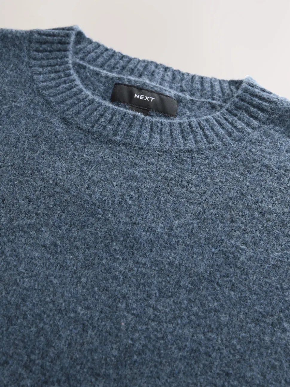 Blue Relaxed Fit Cosy Crew Neck Jumper with Wool
