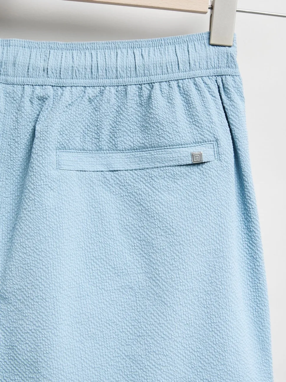 Blue Seersucker Swim Shorts