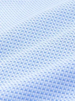Blue Slim Fit 100% Cotton Textured Long Sleeve Formal Shirt with Trim