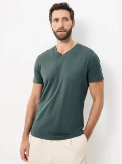 Blue Slim Fit 100% Cotton V-Neck Layering T-Shirts 5 Pack