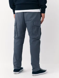 Blue Slim Fit Cotton Stretch Cargo Trousers